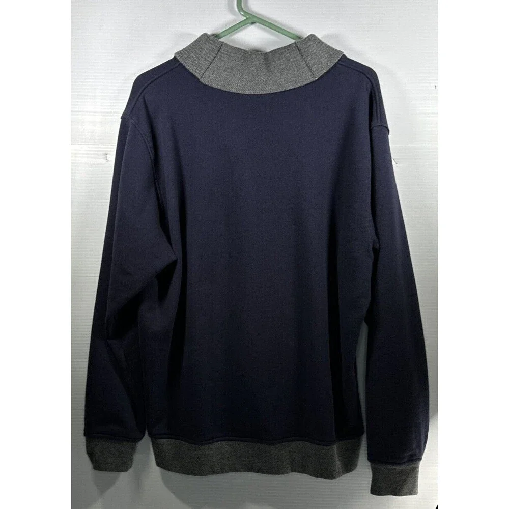 Orvis Men’s Cowl Neck Pullover Sweatshirt Long Sleeve Navy Blue Gray Sz L